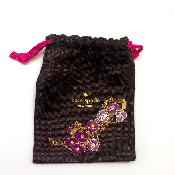 NWOT kate spade Disco Pansy Violet Necklace With Glossy Purple Blossoms - Picture 6 of 6